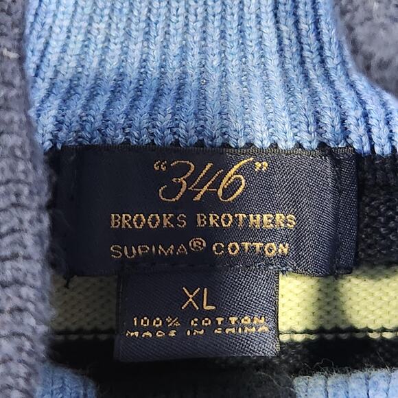 Brooks Brothers 346 Sweater Mens XL Stripe Supima Cotton Knit Pullover Henley - Picture 7 of 13